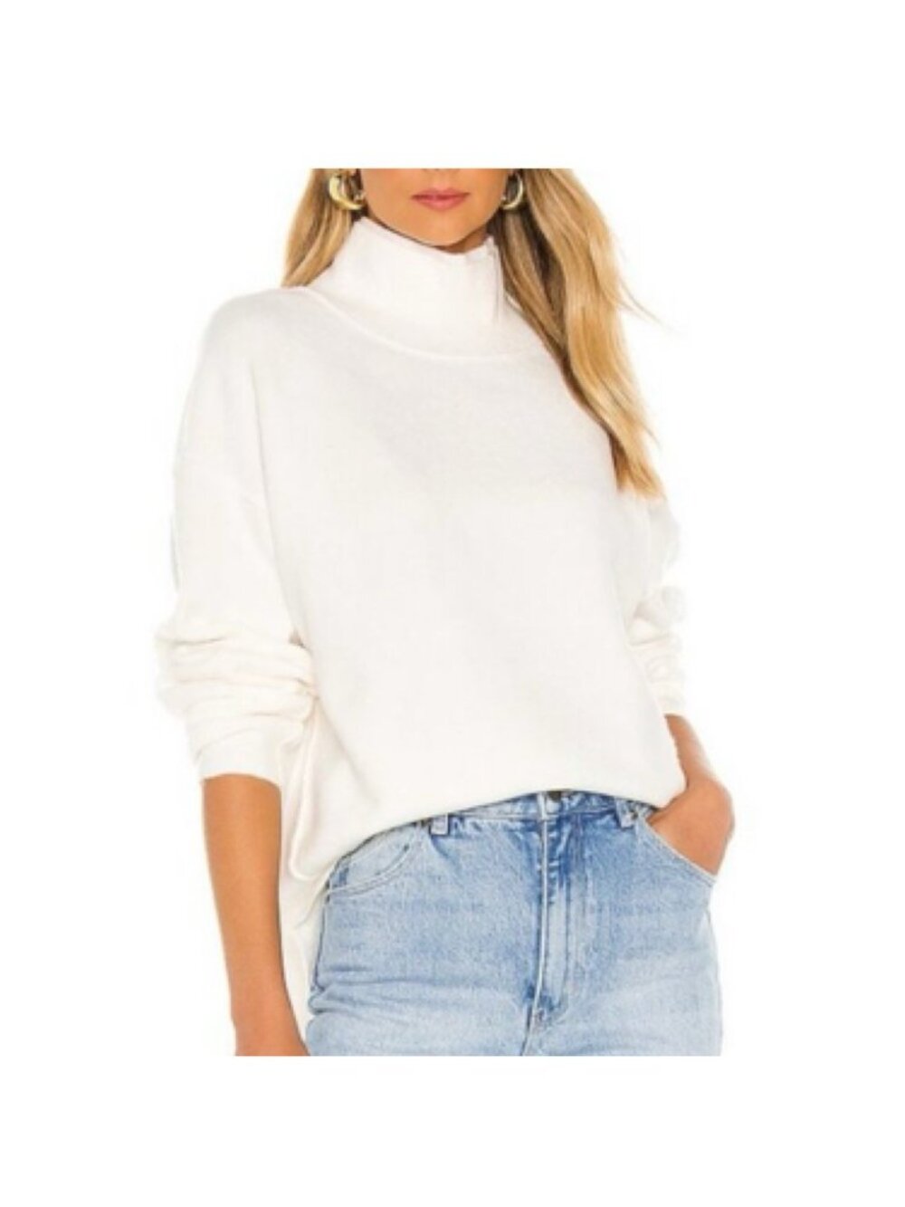 Free People Women’s Oversized Pullover Sweater Women's M Ivory Long Sleeve
